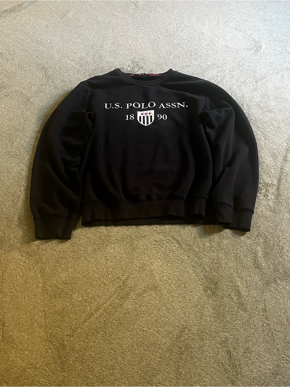 U.S. Polo Assn. Black Crewneck Sweatshirt with Chest Logo